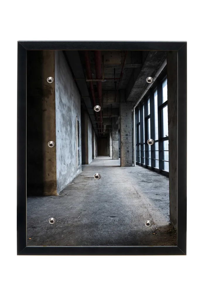 Universalboard "Fine Art Black S30" Motiv 175 Verlassener Ort / Magnettafel, Schlüsselboard, Wandbild  30x40cm Rahmen schwarz